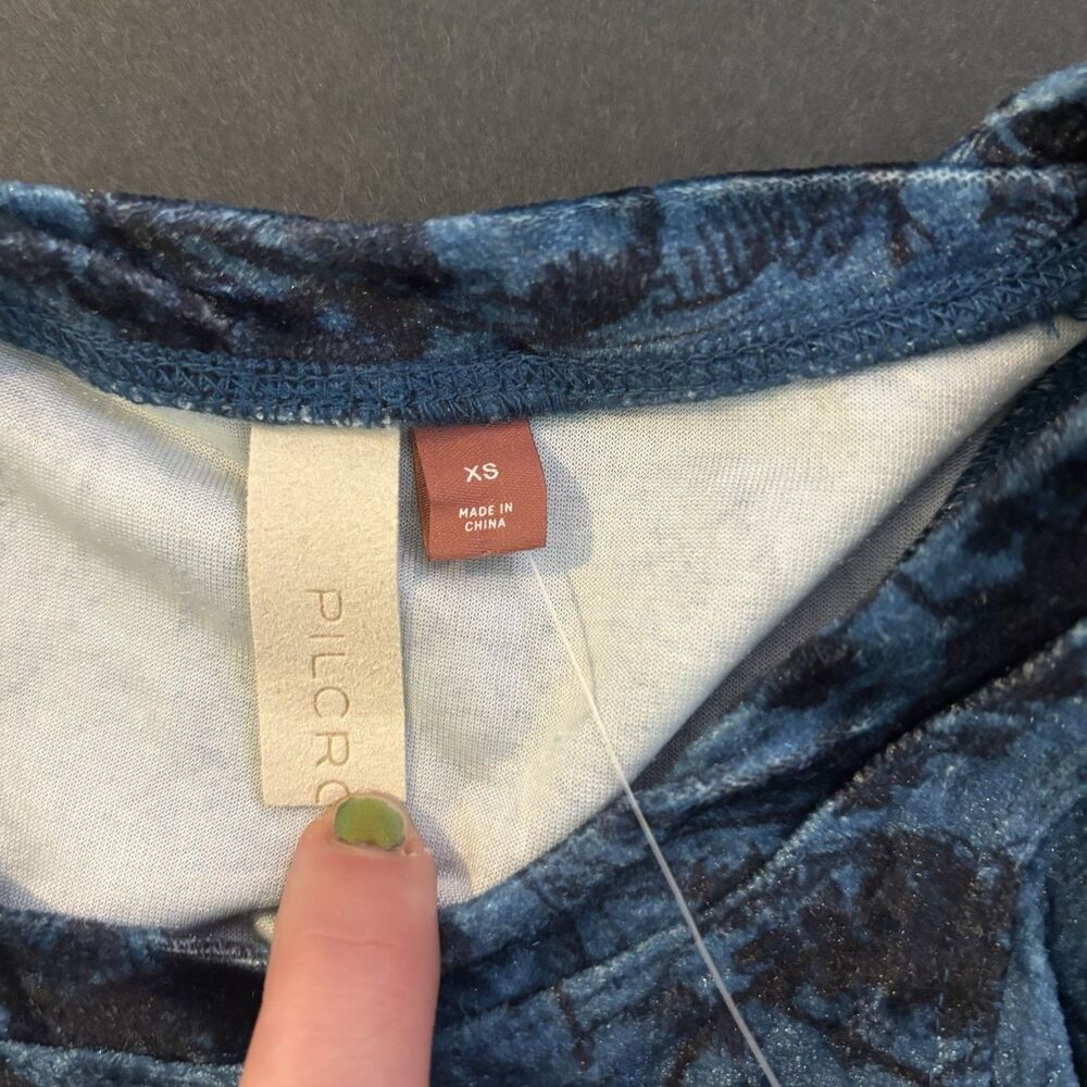 NWT Anthropologie Pilcro XS Velvet Racerback Tank Blue Floral Whimsigoth Witchy - Picture 7 of 13